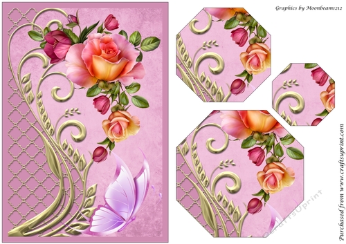 Roses and Swirls Octagon Pyramid