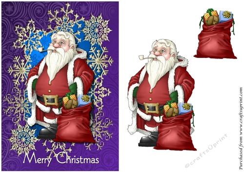 Santa with Bag 3D Decoupage