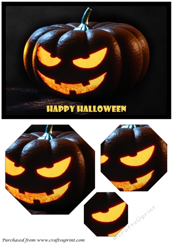 Halloween Scary Jack o Lantern Octagon Pyramid