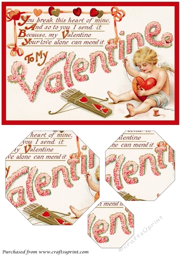 Vintage Valentine Cupid Octagon Pyramid