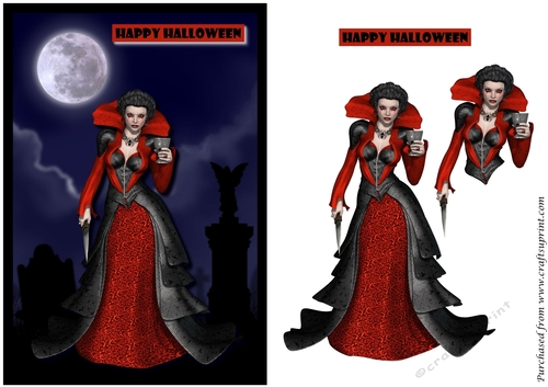 Halloween Vampire Woman 3D Decoupage