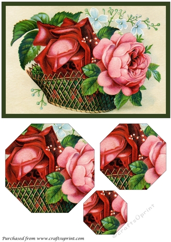 Vintage Floral Basket Octagon Pyramid