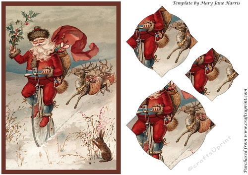 Vintage Christmas Santa on Bike Splendid Pyramid