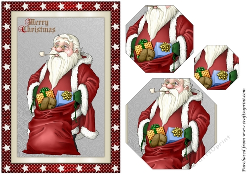 Santa and His Bag Octagon Pyramid