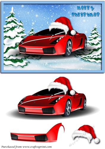 Christmas Car 3D Decoupage