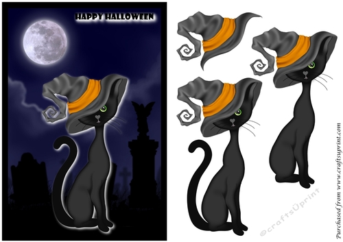 Halloween Black Cat 3D Decoupage