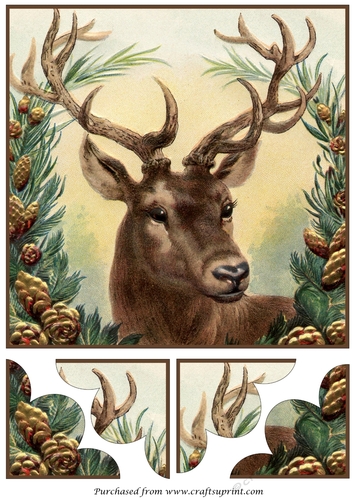 Vintage Christmas Reindeer Quadro Petal Corner Stacker