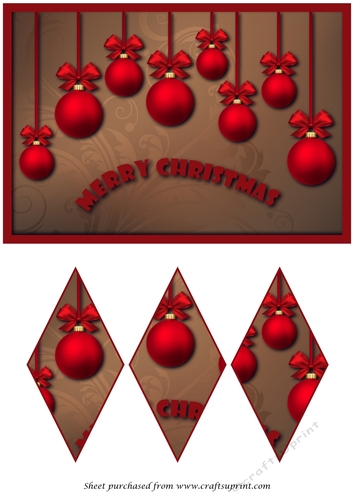 Christmas Red Baubles Diamond Panel Card