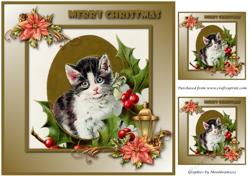 Vintage Christmas Kitten Topper