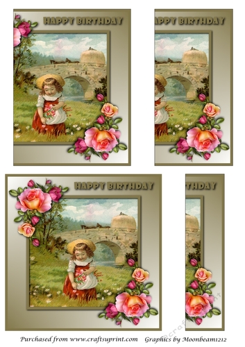 Vintage girl gathering flowers Side Stacker