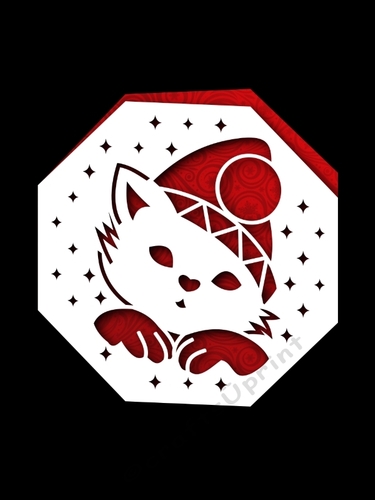 CHRISTMAS CAT OCTAGON CARD 2