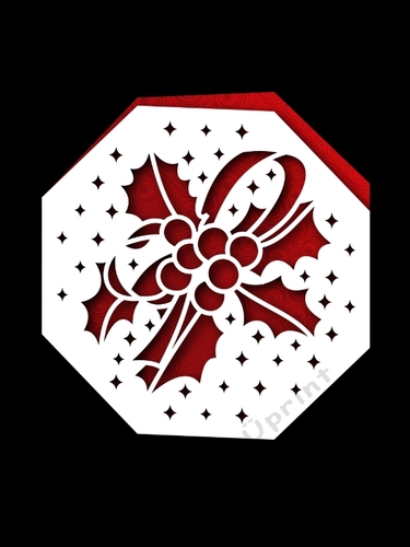 CHRISTMAS HOLLY OCTAGON CARD 2