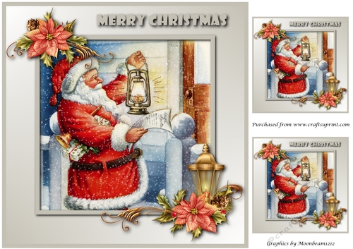 Vintage Christmas Santa with Lamp Topper