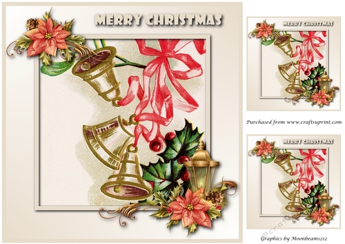 Vintage Christmas Bells with Holly Topper