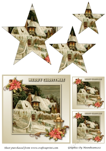 Vintage Christmas Scene Star Pyramid 2