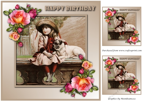 Vintage Girl with Dog Topper