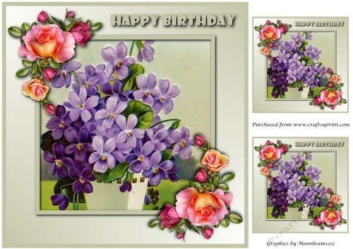 Vintage Purple Flowers Topper