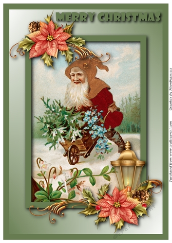 Vintage Christmas Gnome A4