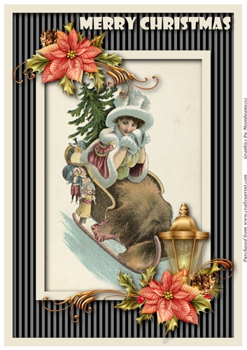Vintage Christmas Lady A4