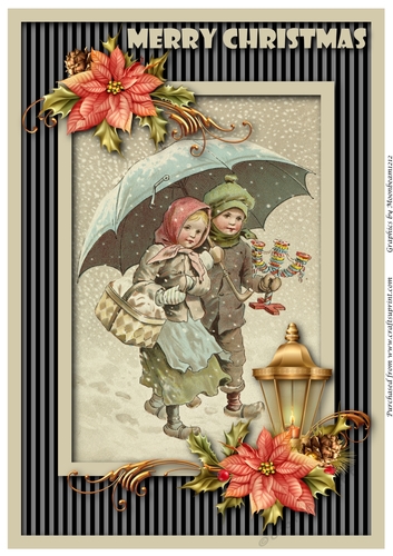 Vintage Christmas Kids A4