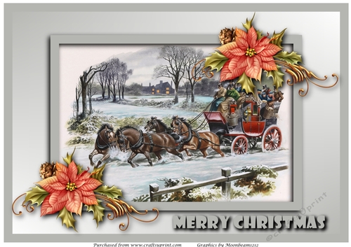 Vintage Christmas Carriage A4
