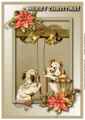 Cute Dogs and Christmas Bells A4