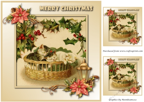 Vintage Christmas Kittens Topper