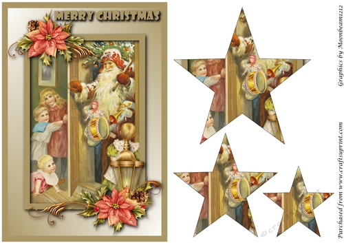 Vintage Children waiting for Santa Star Pyramid