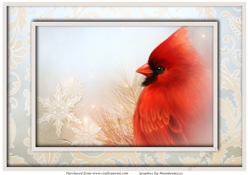 Christmas Cardinal and Snowflakes A4