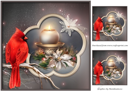 Christmas Candle and Decorations Framed Topper