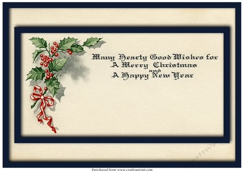 Vintage Christmas Holly and Berries A4