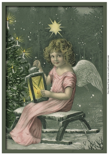 Vintage Christmas Angel with Lamp A4