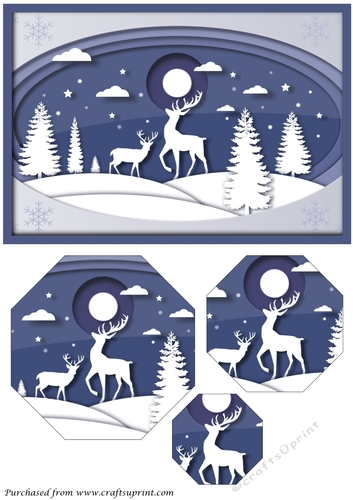 Christmas Deer Landscape Octagon Pyramid
