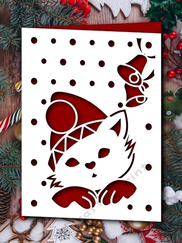 CHRISTMAS CAT WITH BELLS CORNER 2