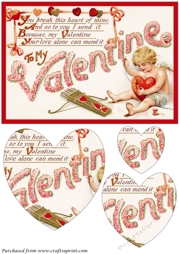 Vintage Valentine Cupid Heart Shaped Pyramid