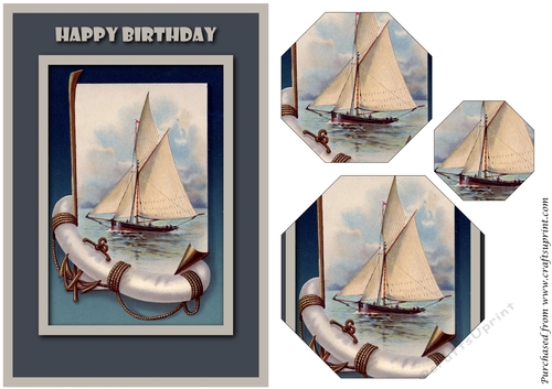 Vintage Sailing Boat Octagon Pyramid