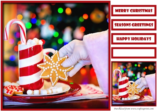 Santa Taking Christmas Cookie Quick Card