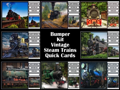 Bumper Kit Vintage Steam Trains Quick Cards