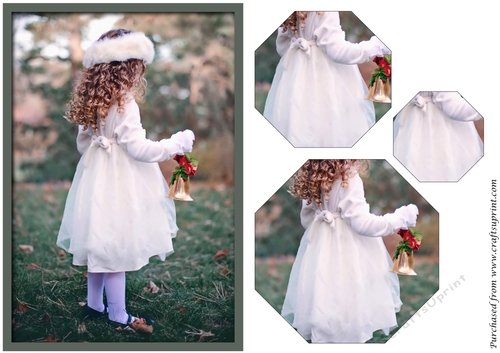 Christmas Girl with Bell Octagon Pyramid