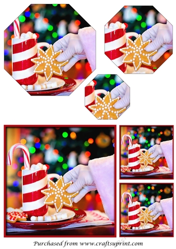 Santa Taking Christmas Cookie Octagon Pyramid