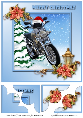 Christmas Motorcycle Quadro Petal Corner Stacker
