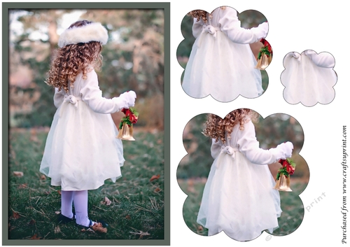 Christmas Girl with Bell Scalloped Pyramid