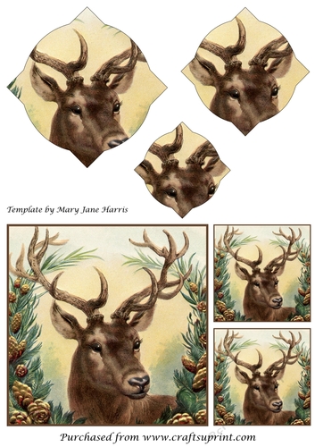 Vintage Christmas Reindeer Splendid Pyramid