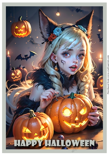 Halloween Werewolf Girl A4