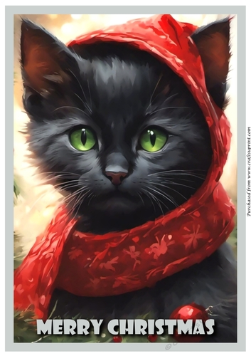 Cute Christmas Santa Cat A4