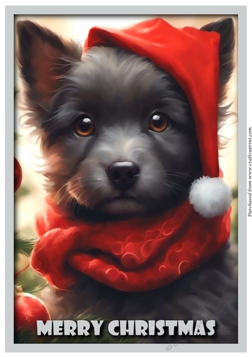 Cute Christmas Santa Dog A4