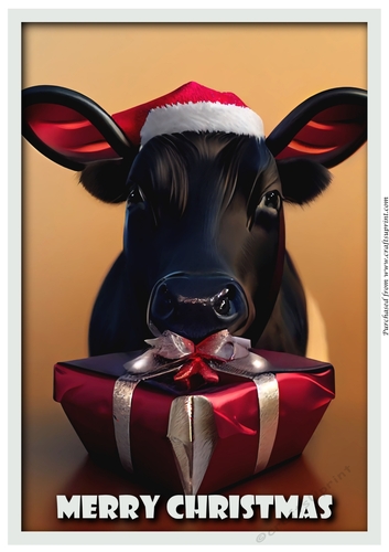 Christmas Santa Cow A4