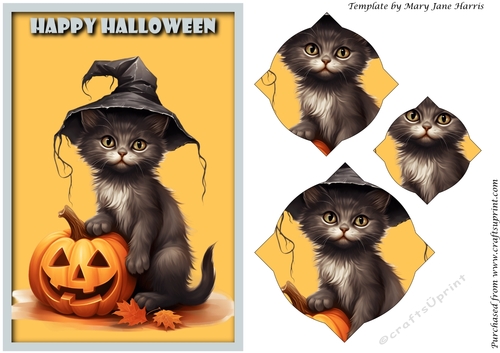 Halloween Cat and Pumpkin Splendid Pyramid