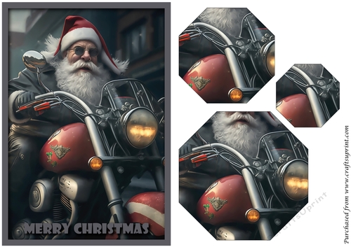 Cool Santa on Bike Octagon Pyramid