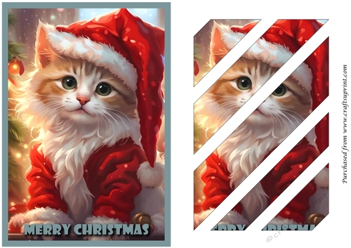 Christmas Santa Cat Oblique Panels
